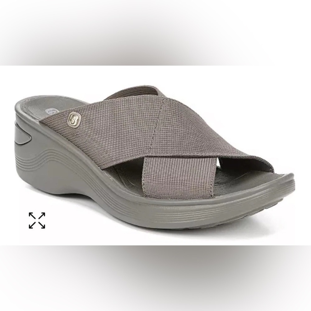 Bzees Desire Womens 9.5 Tan Comfort Crisscross Strap Peep Toe Sandals $60 READ